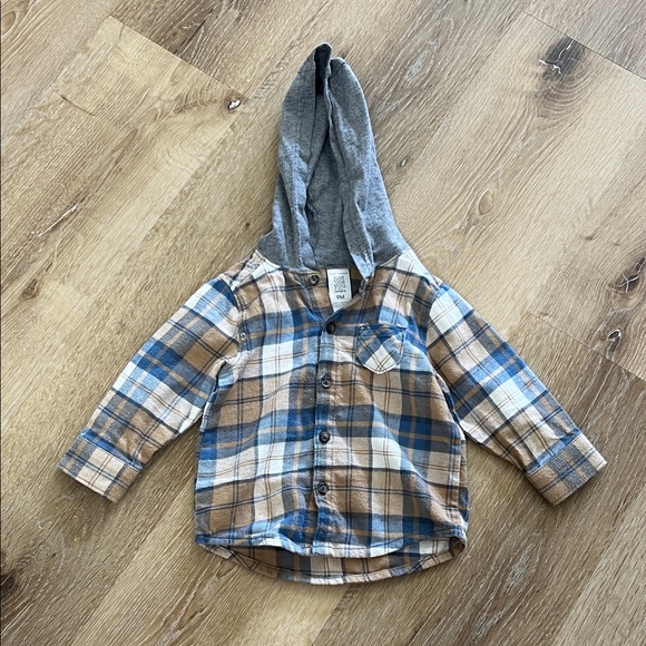 CARTERS Baby Boy Hooded Flannel Top - Picture 1 of 3